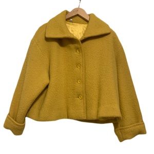 Cropped Wool Pea Coat Jacket